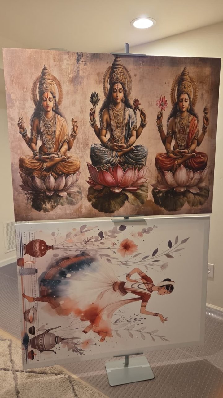 Three Devi Gold Panel
