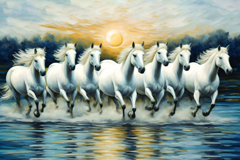 Running White Horses Canvas Wall Art