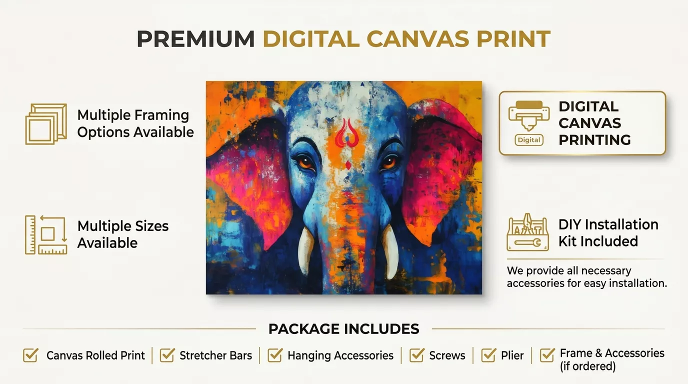 Abstract Ganesha Canvas Wall Art Digital Print