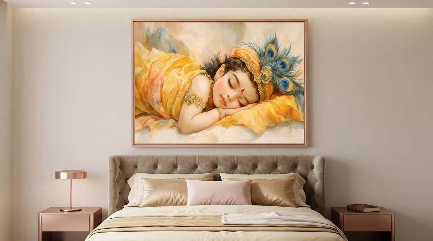 Baby Krishna Bedroom Wall Art