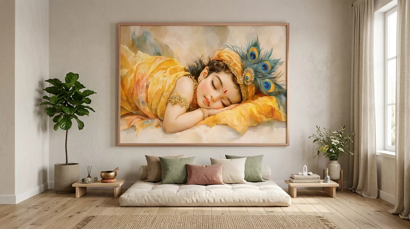 Baby Krishna Meditation Wall Art