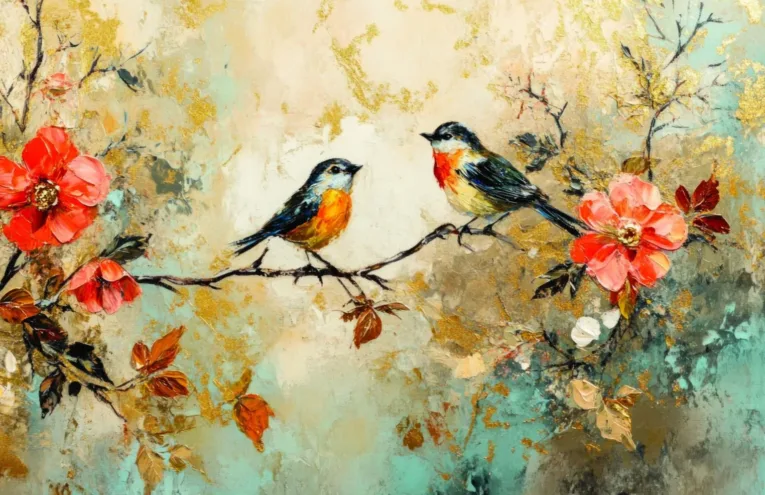 Floral Birds Canvas Wall Art