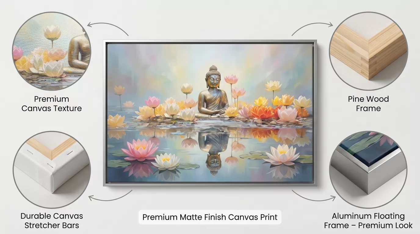 Buddha Lotus Serenity Canvas Wall Art Details
