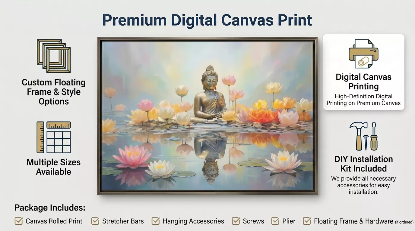 Buddha Lotus Serenity Canvas Wall Art Digital Print