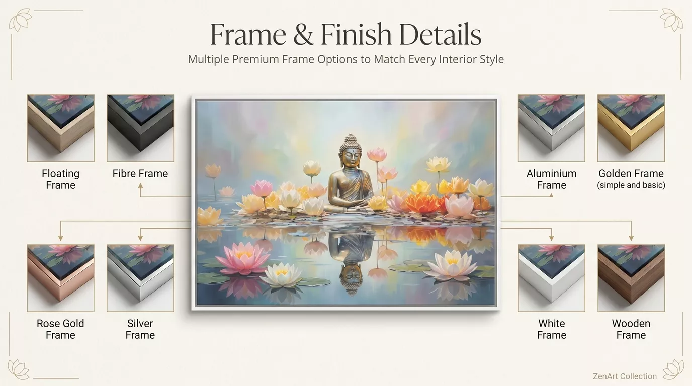Buddha Lotus Serenity Canvas Wall Art Frame Details
