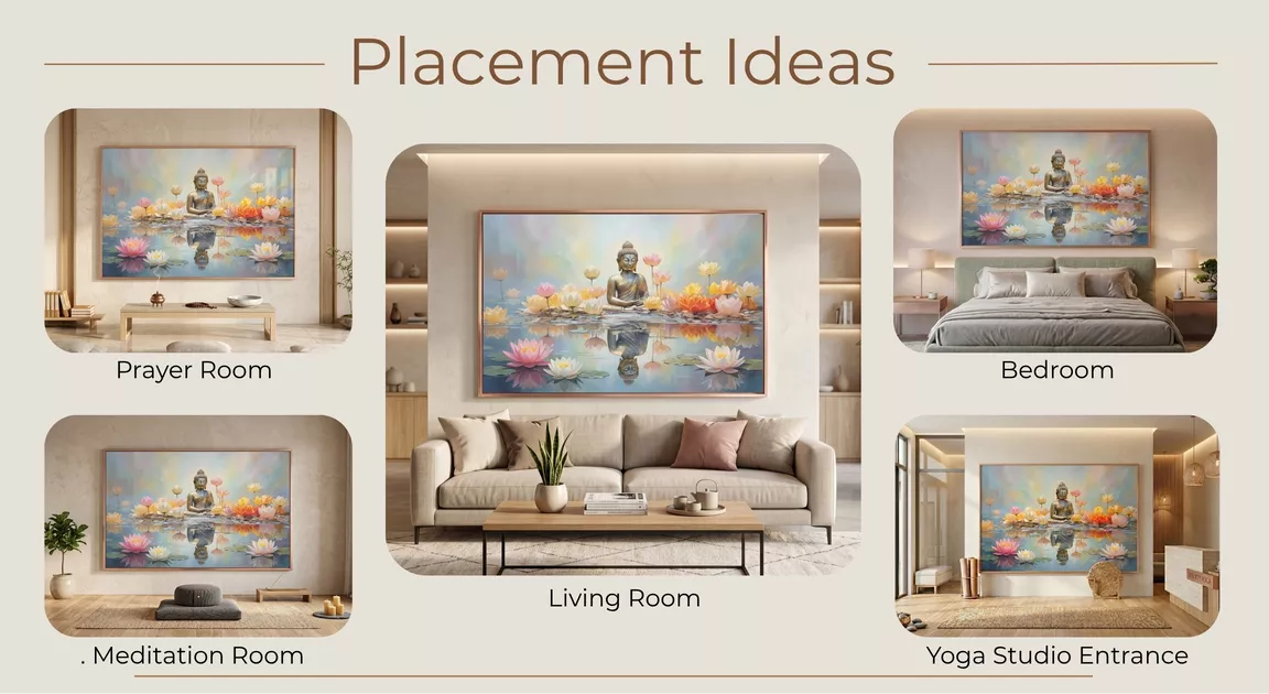 Buddha Lotus Serenity Canvas Wall Art Placement Ideas