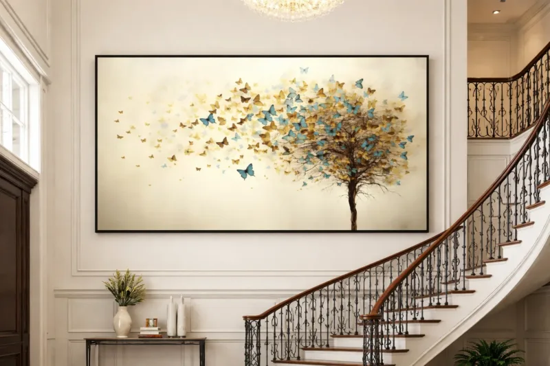 Stunning Butterfly Tree Canvas Wall Art 36×48 Inches – Elegant Nature Digital Print Decor