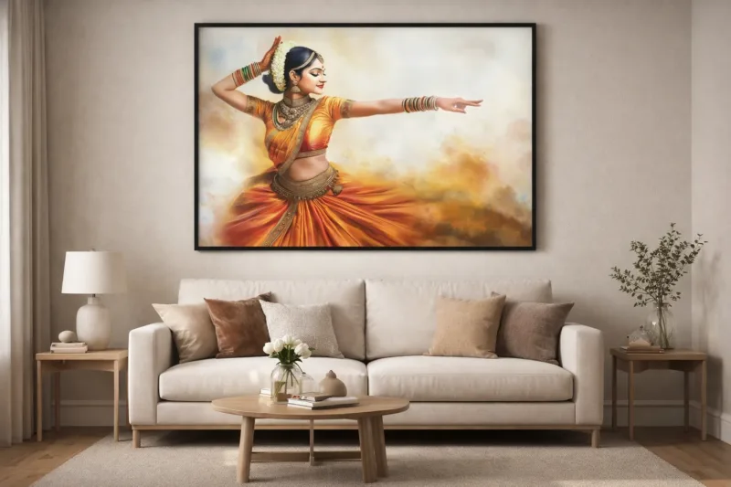 Stunning Indian Classical Bharatanatyam Wall Art – 36×60 Inches – Cultural Digital Canvas Print