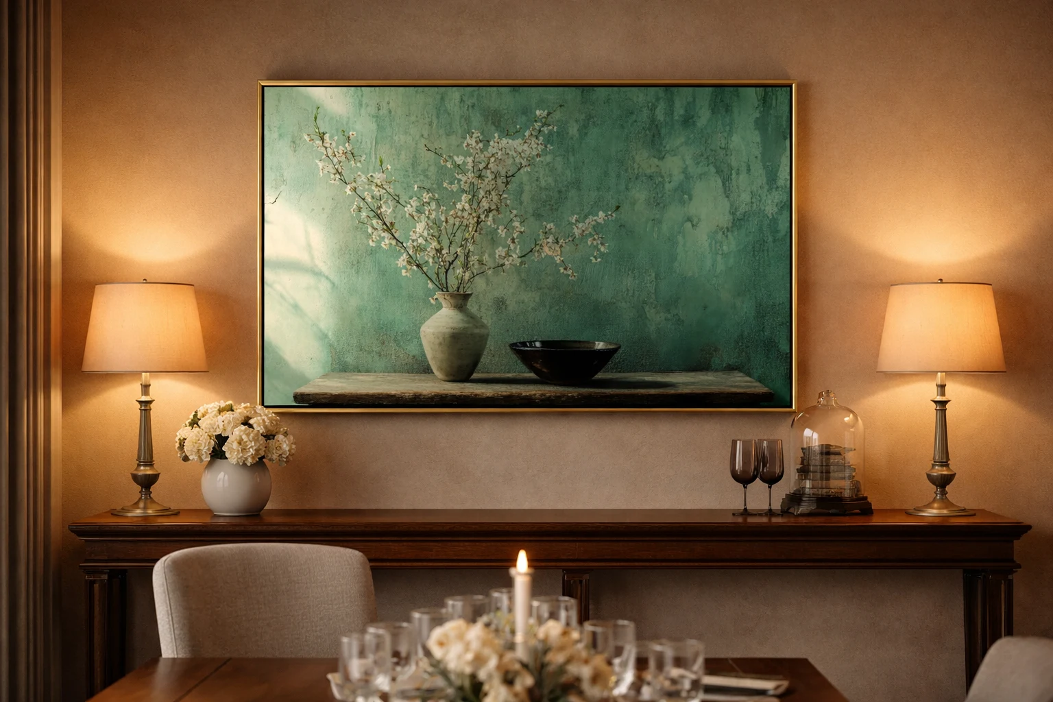 Minimalist Blossom Vase Canvas Wall Art – 36 × 60 Inches Modern Botanical Painting - Image 2