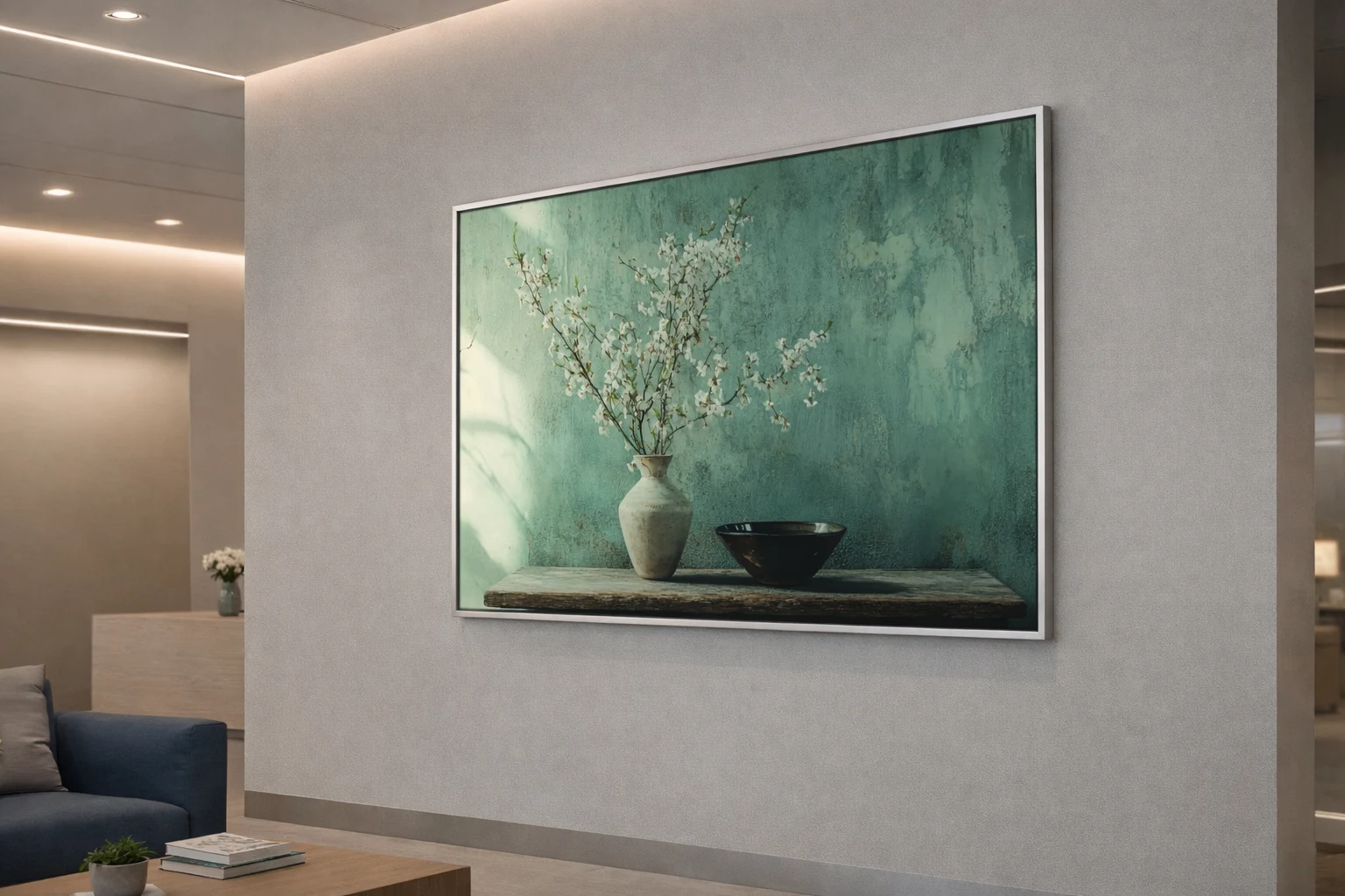 Minimalist Blossom Vase Canvas Wall Art – 36 × 60 Inches Modern Botanical Painting - Image 4