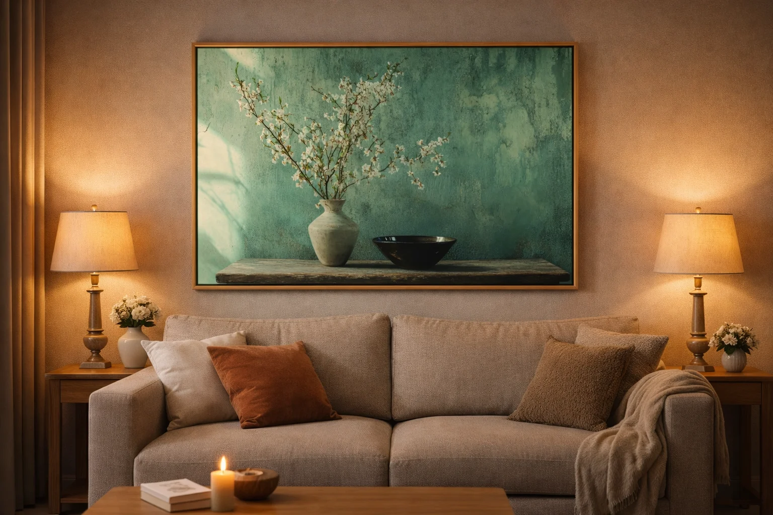 Minimalist Blossom Vase Canvas Wall Art – 36 × 60 Inches Modern Botanical Painting - Image 5