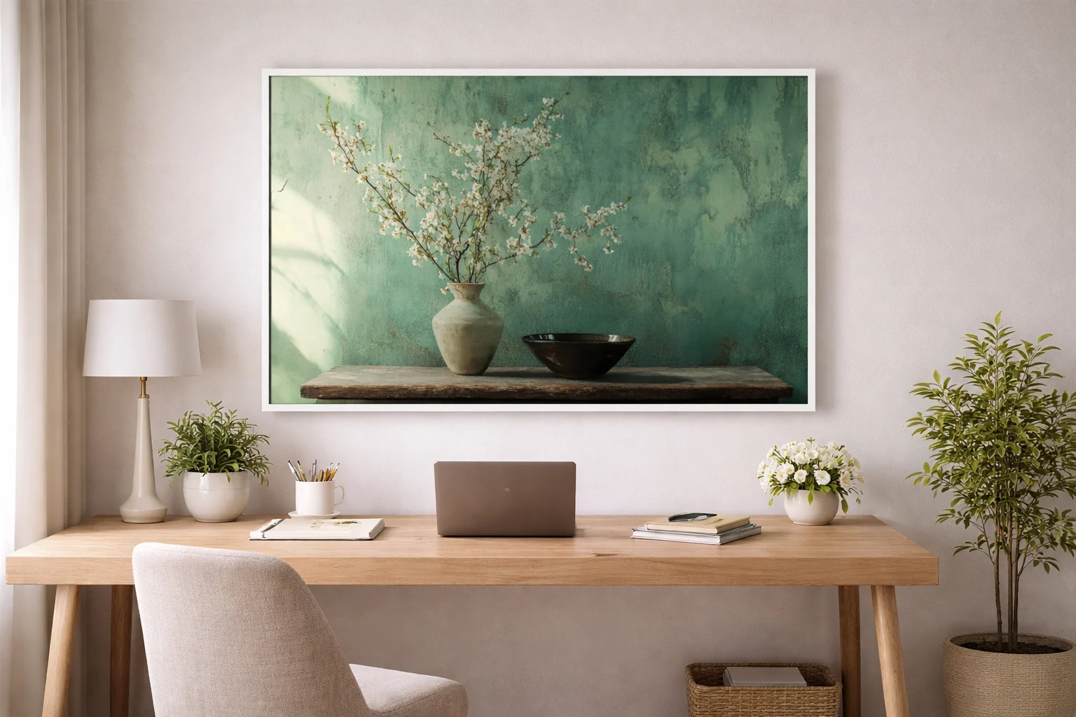 Minimalist Blossom Vase Canvas Wall Art – 36 × 60 Inches Modern Botanical Painting - Image 6