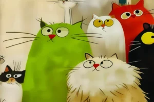 Cute Cartoon Cat Canvas Wall Art