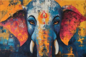 Abstract Ganesha Elephant Canvas Wall Art