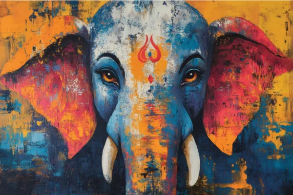 Abstract Ganesha Elephant Canvas Wall Art