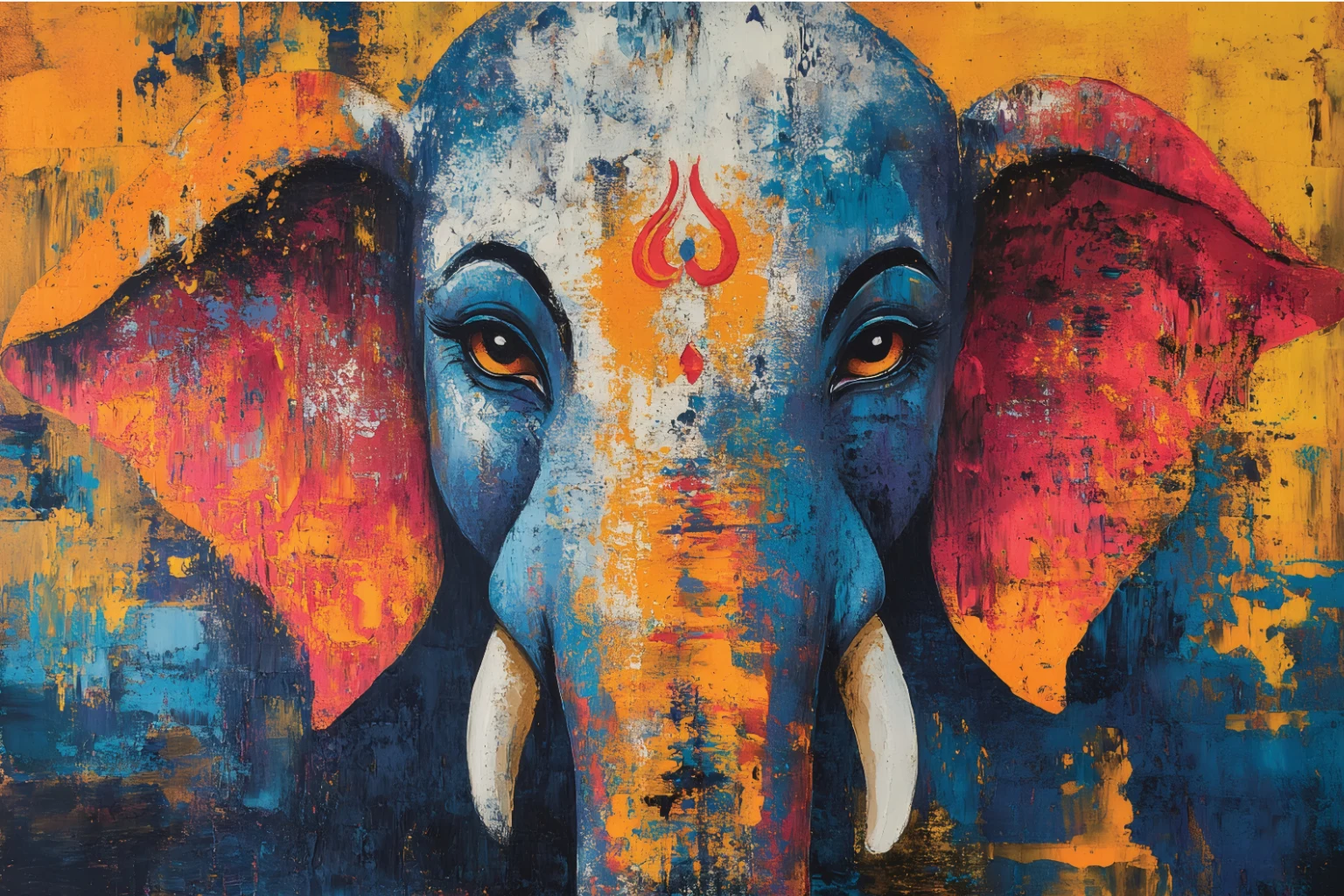 Abstract Ganesha Elephant Canvas Wall Art