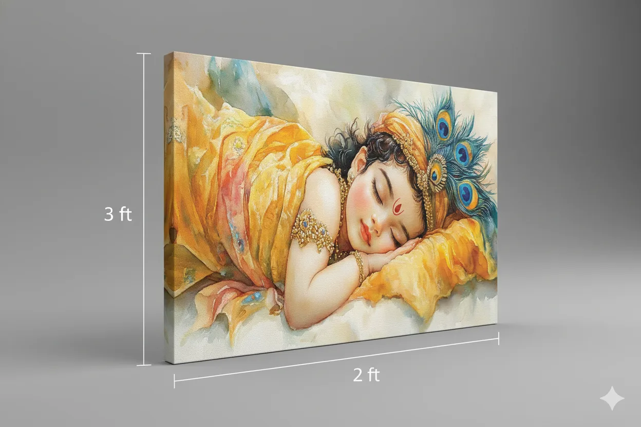 Sleeping Baby Krishna Canvas Wall Art – 36 × 48 Inches – Premium Digital Print for Peaceful Wall Décor - Image 6