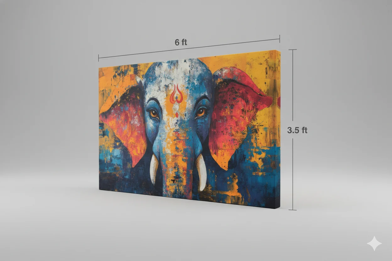 Abstract Ganesha Elephant Canvas Wall Art – 24 x 48 Inch Divine & Powerful Spiritual Decor - Image 6