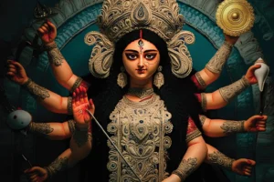 माँ दुर्गा डिवाइन कैनवास वॉल आर्ट 48x48 इंच - आध्यात्मिक घर की सजावट के लिए प्रीमियम डिजिटल प्रिंट