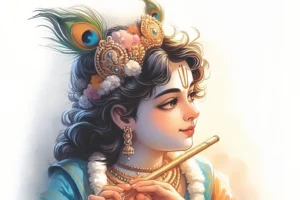 Bal Krishna Flute Canvas Wall Art