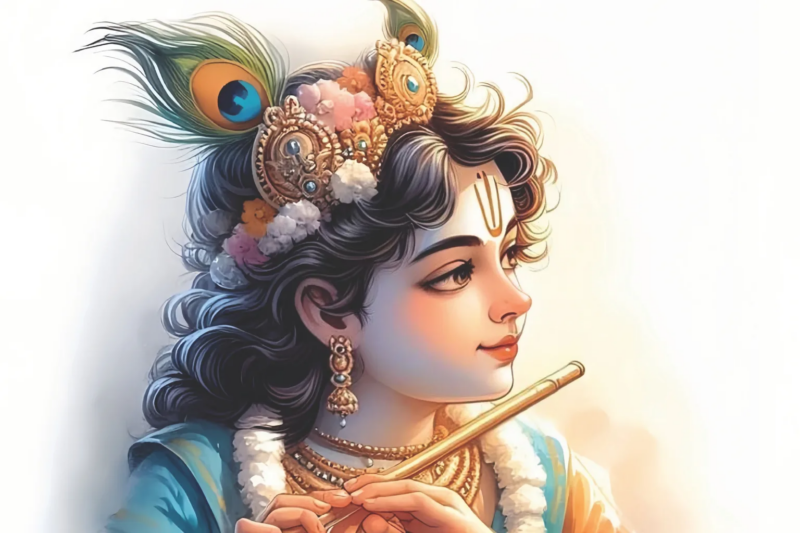 Bal Krishna Flute Canvas Wall Art