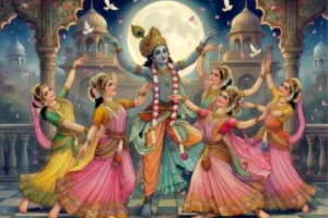 Krishna Raas Leela Moonlight Wall Art