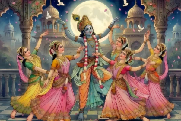 Krishna Raas Leela Moonlight Wall Art