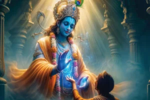 Lord Krishna Blessing Canvas Wall Art