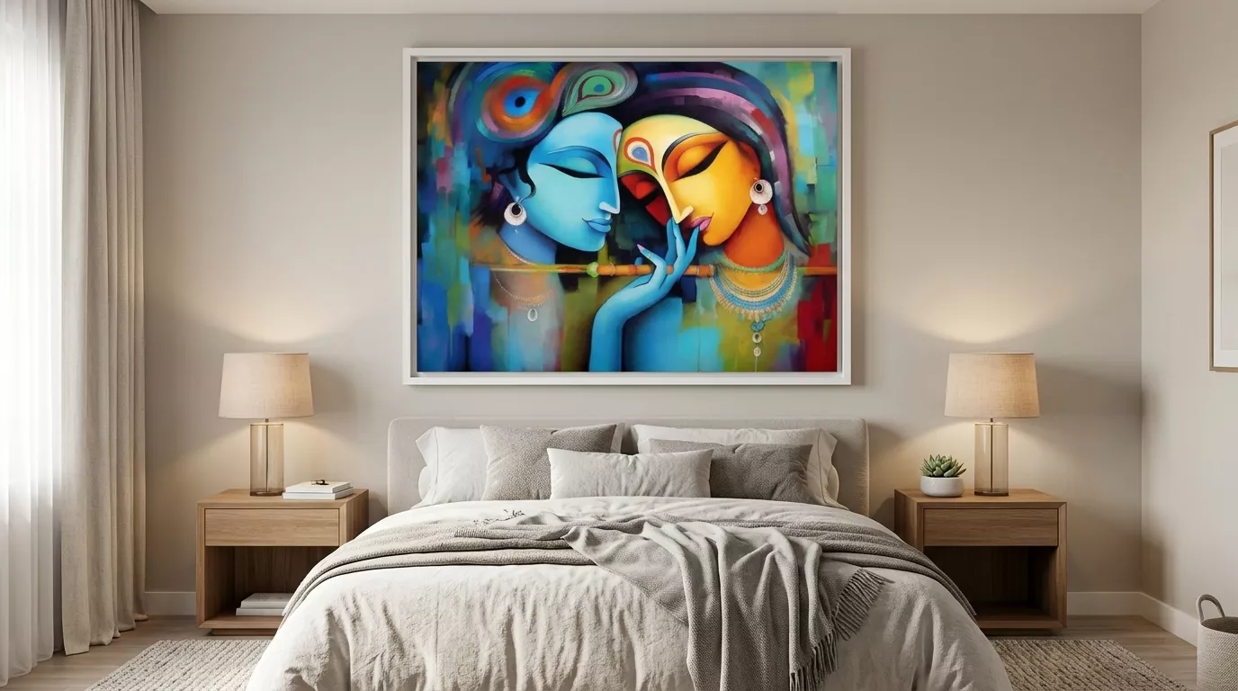 Radha Krishna bedroom wall art