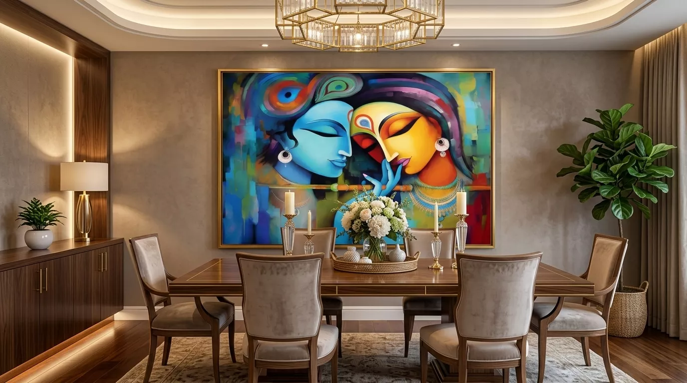 Radha Krishna dining room wall art