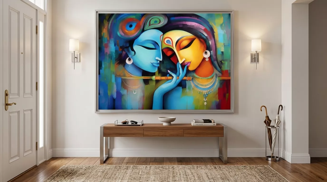 Radha Krishna entryway wall art