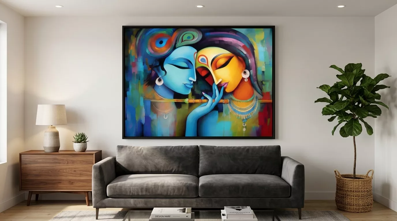 Radha Krishna living room wall art