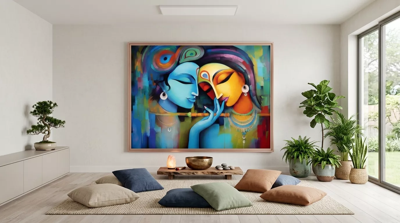 Radha Krishna meditation wall art