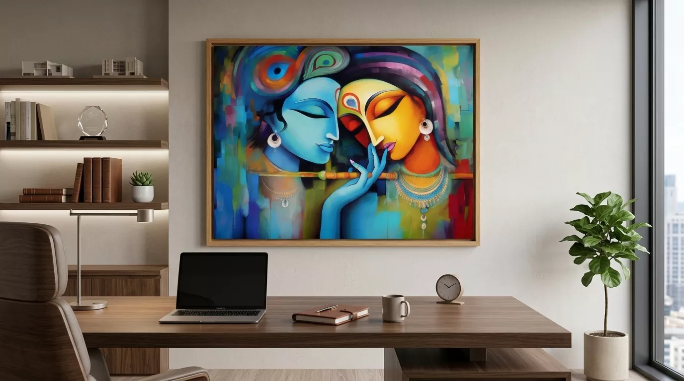 Radha Krishna office wall art