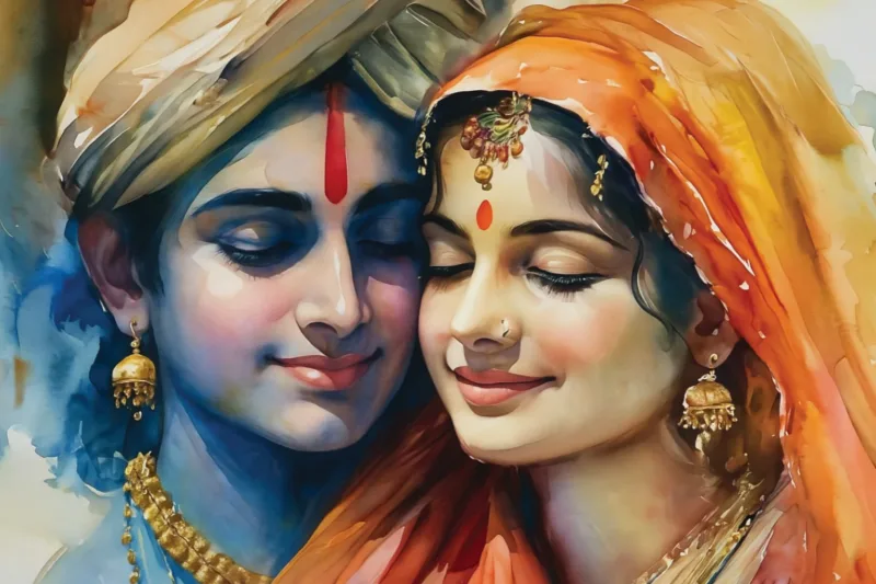 Radha Krishna Love Canvas Wall Art