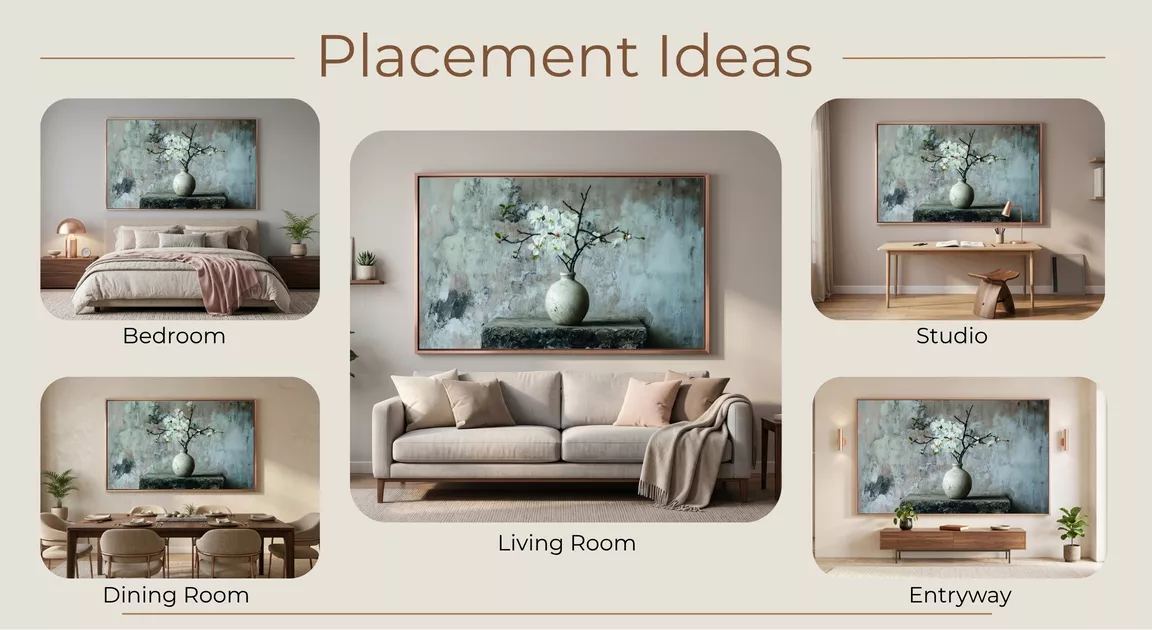 Rustic Blossom Vase Canvas Wall Art Placement Ideas