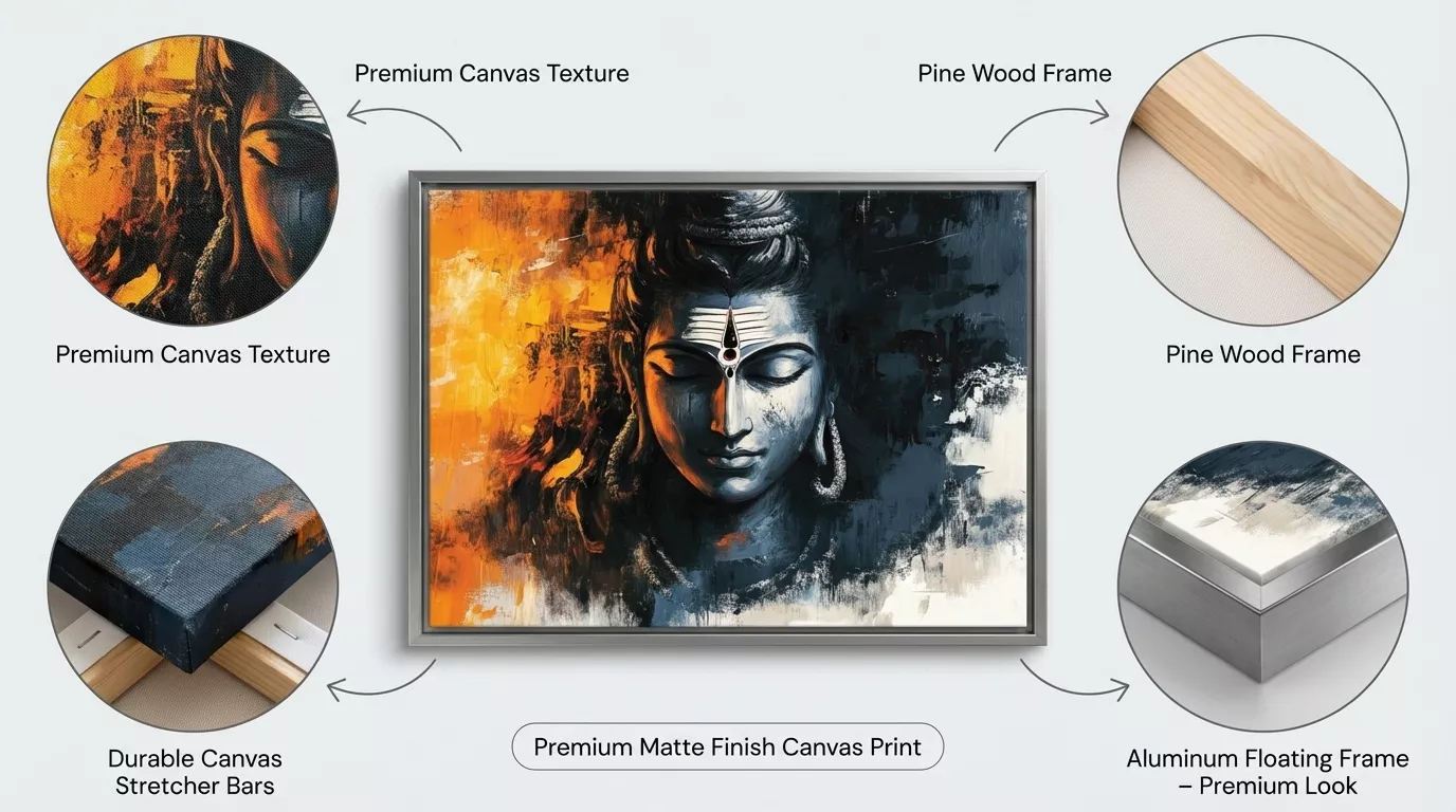 Lord Shiva Artwork On Canvas Details
