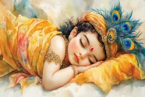 Sleeping Baby Krishna Canvas Wall Art