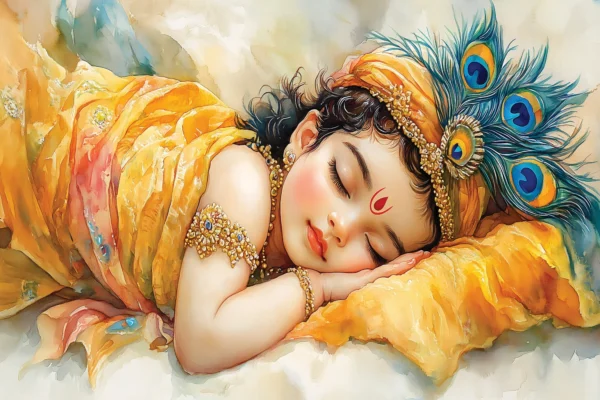 Sleeping Baby Krishna Canvas Wall Art