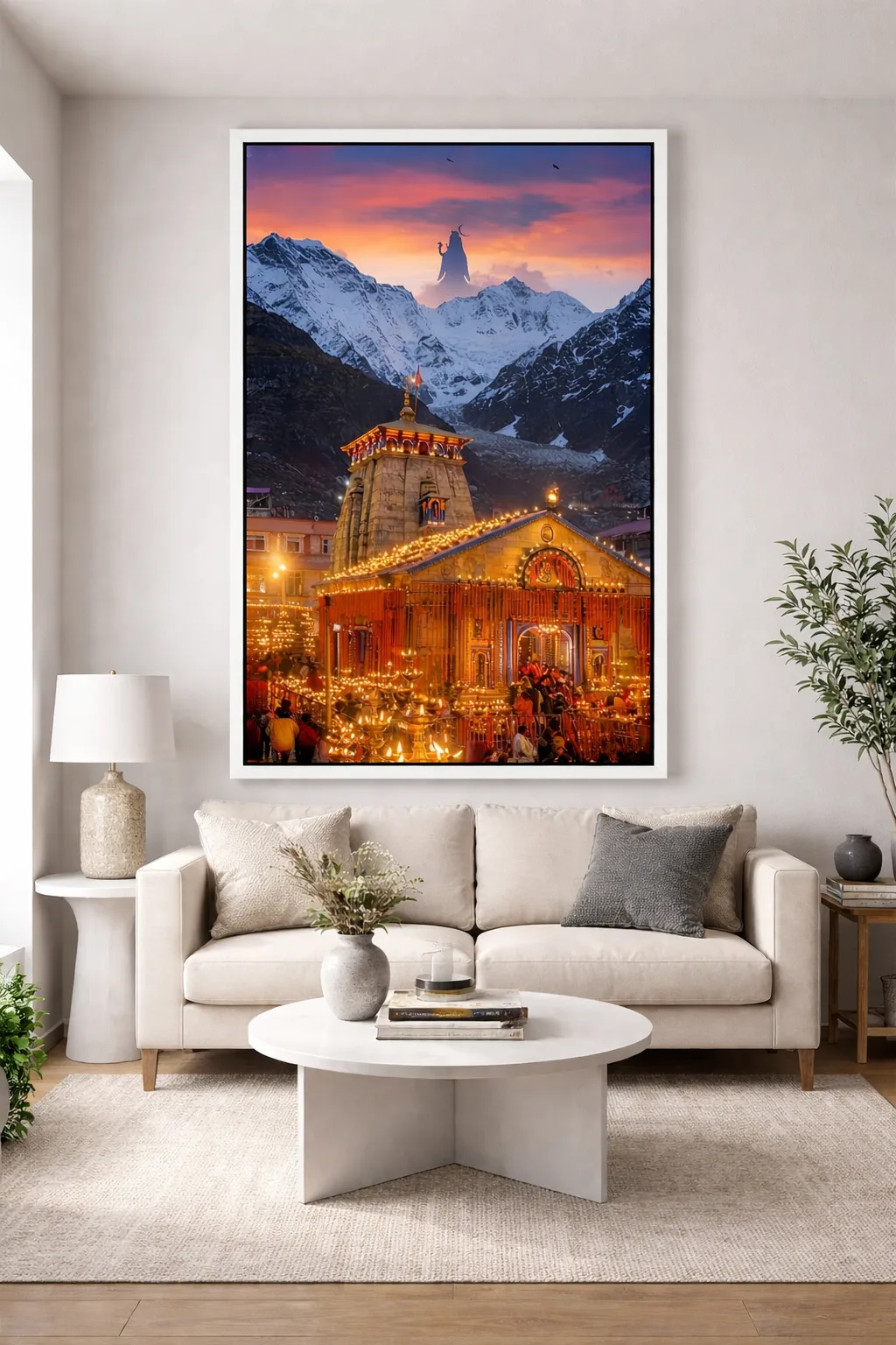 Kedarnath Temple Canvas Wall Art With Lord Shiva – 72x24 Inch Spiritual Himalayan Wall Decor - Image 3