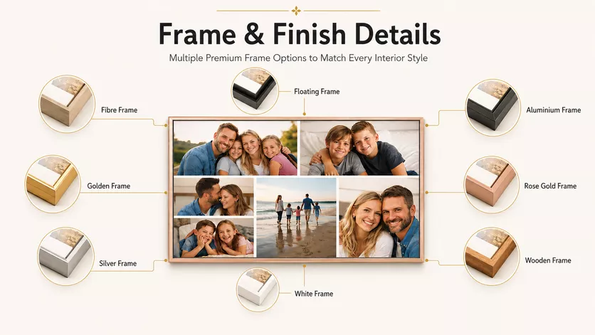 Personalized Family Photo Collage Canvas Wall Art Frame Details