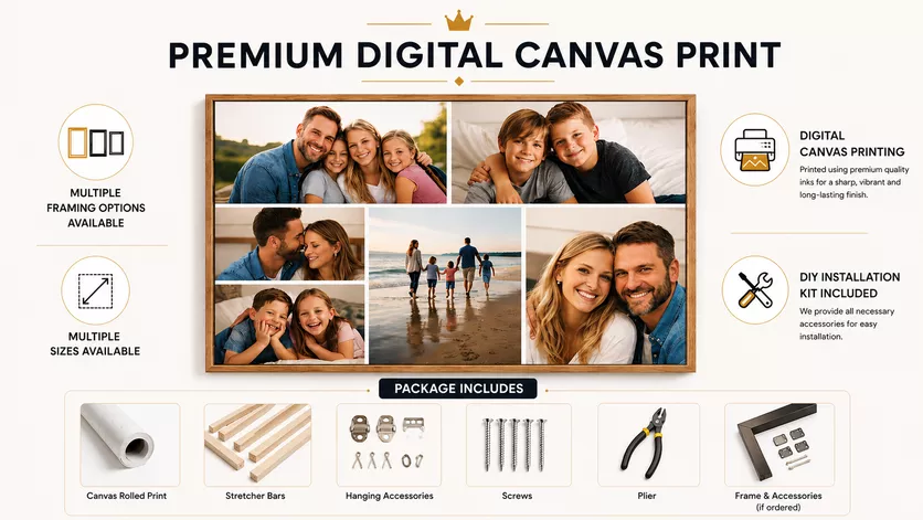 Personalized Family Photo Collage Canvas Wall Art