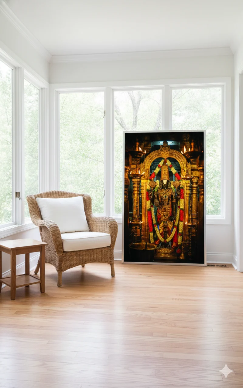 Premium Divine Tirupati Balaji Canvas Wall Art – 60 × 36 Inch Temple Murti Decor | Divine Grace, Prosperity & Spiritual Temple Décor - Image 4