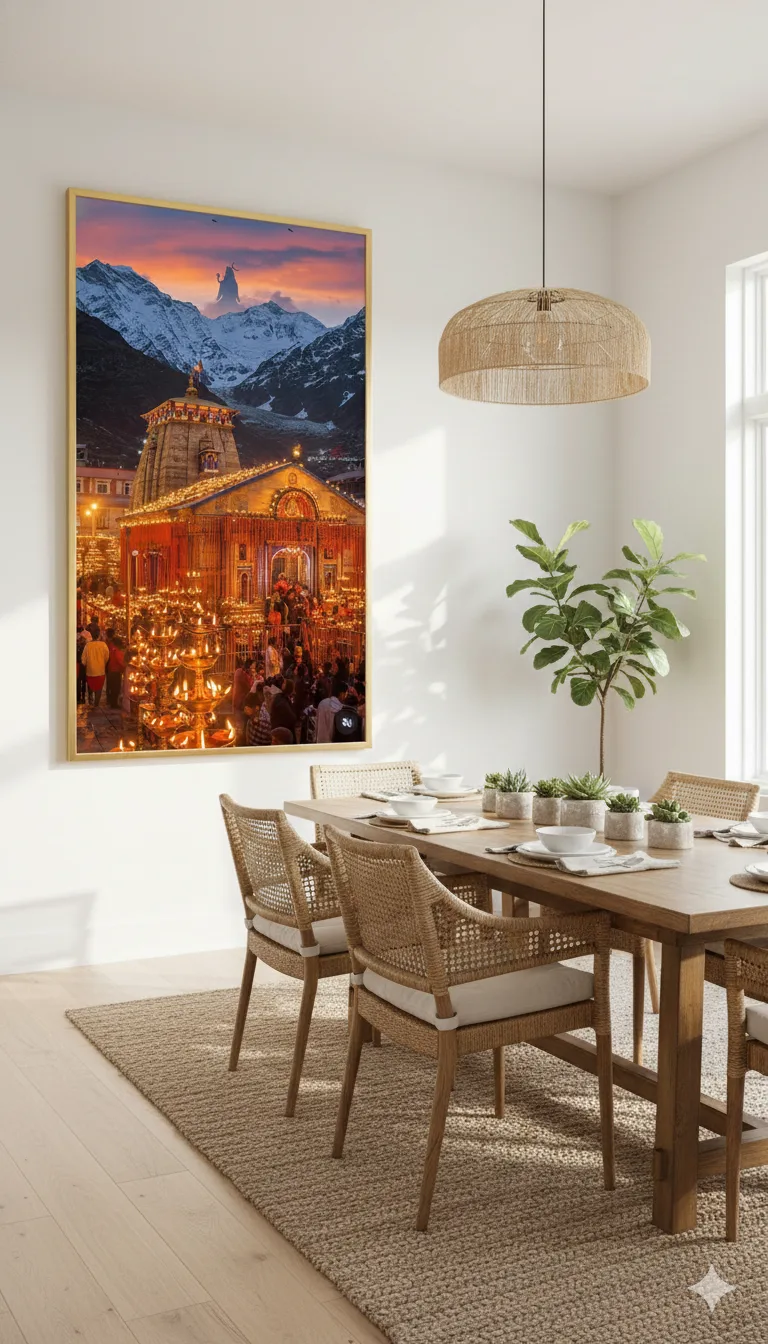 Kedarnath Temple Canvas Wall Art With Lord Shiva – 72x24 Inch Spiritual Himalayan Wall Decor - Image 4