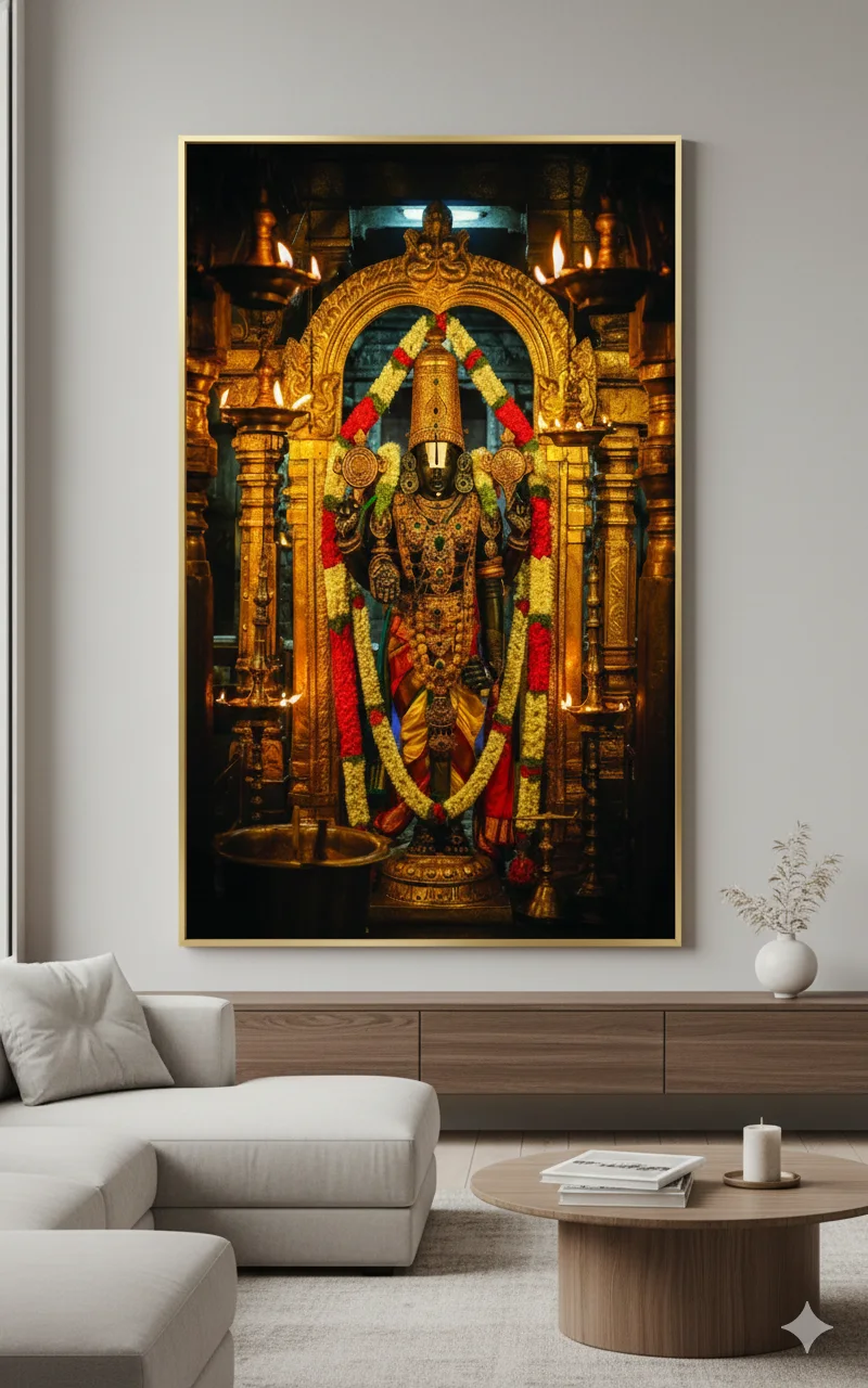 Premium Divine Tirupati Balaji Canvas Wall Art – 60 × 36 Inch Temple Murti Decor | Divine Grace, Prosperity & Spiritual Temple Décor - Image 3