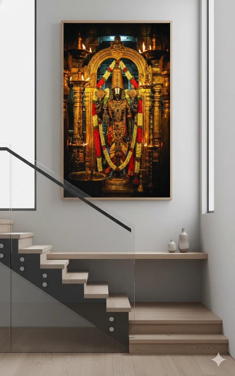 Premium Divine Tirupati Balaji Canvas Wall Art – 60 × 36 Inch Temple Murti Decor | Divine Grace, Prosperity & Spiritual Temple Décor - Image 5