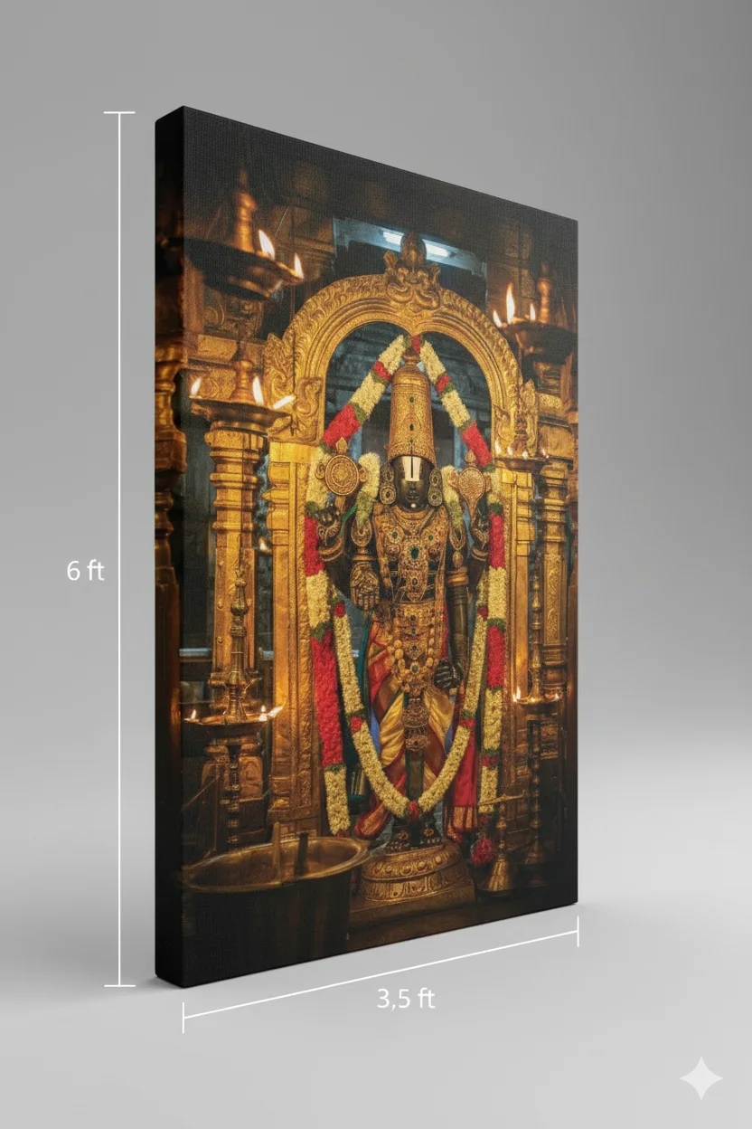 Premium Divine Tirupati Balaji Canvas Wall Art – 60 × 36 Inch Temple Murti Decor | Divine Grace, Prosperity & Spiritual Temple Décor - Image 6
