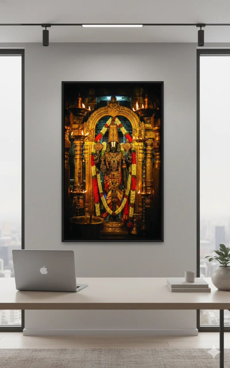Premium Divine Tirupati Balaji Canvas Wall Art – 60 × 36 Inch Temple Murti Decor | Divine Grace, Prosperity & Spiritual Temple Décor - Image 7