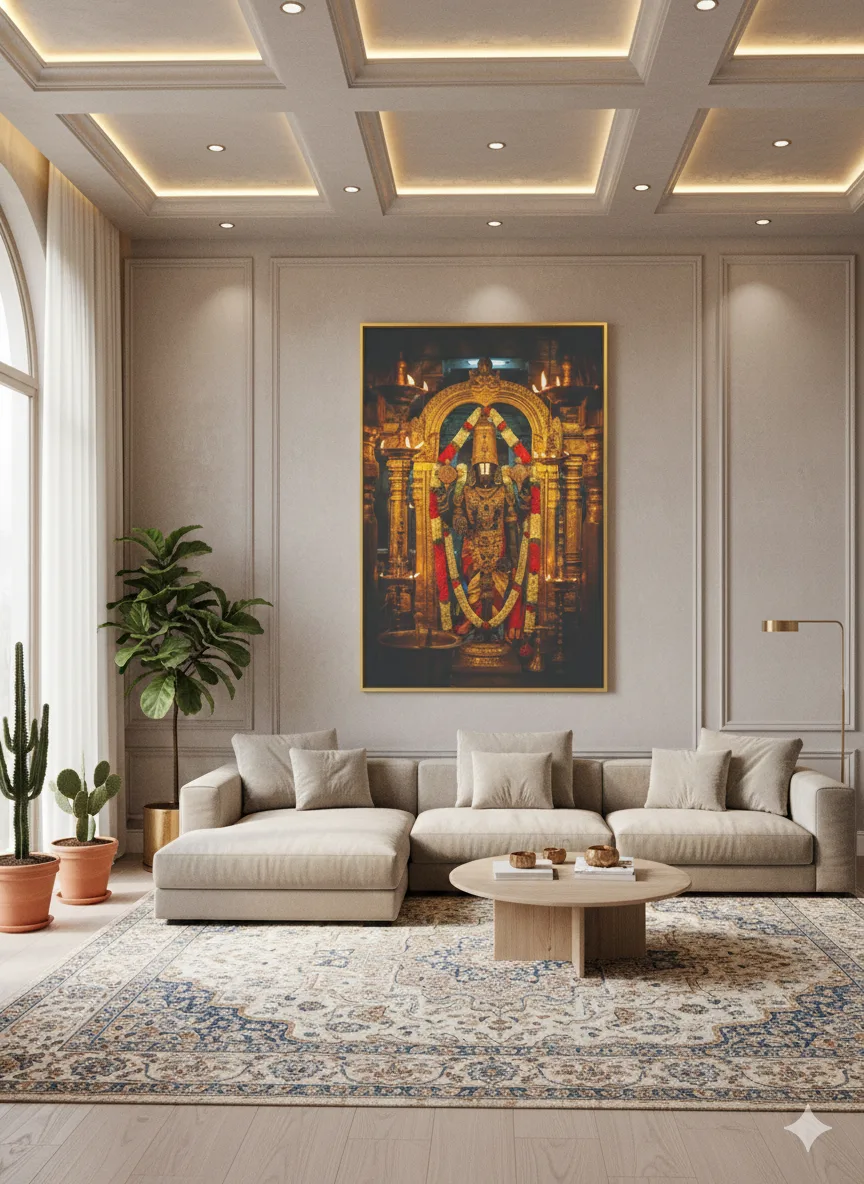 Premium Divine Tirupati Balaji Canvas Wall Art – 60 × 36 Inch Temple Murti Decor | Divine Grace, Prosperity & Spiritual Temple Décor - Image 2