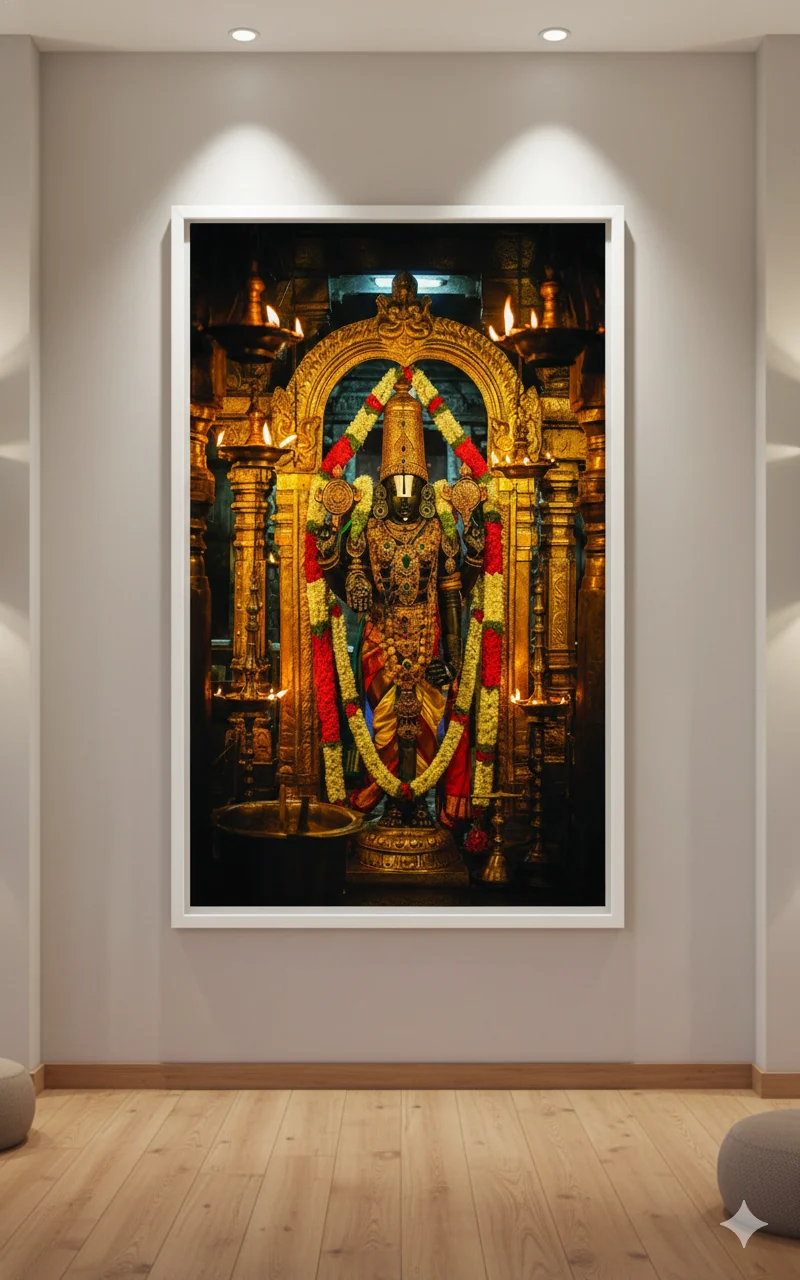 Premium Divine Tirupati Balaji Canvas Wall Art – 60 × 36 Inch Temple Murti Decor | Divine Grace, Prosperity & Spiritual Temple Décor - Image 8